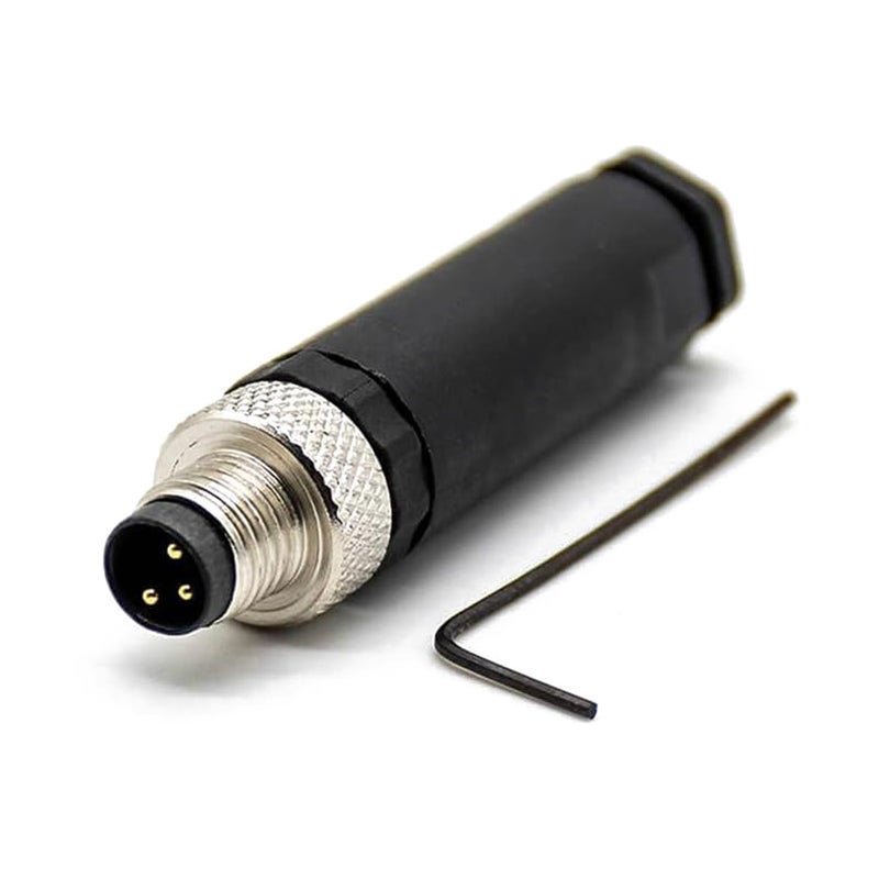 Elecbee M8 3 Pin Connector A Code Male Plug Straight Non-Shield Field Wireable Screw Termination Connector, 8mm Industrial Circular Connector, Outdoor Waterproof IP67 - Image 1